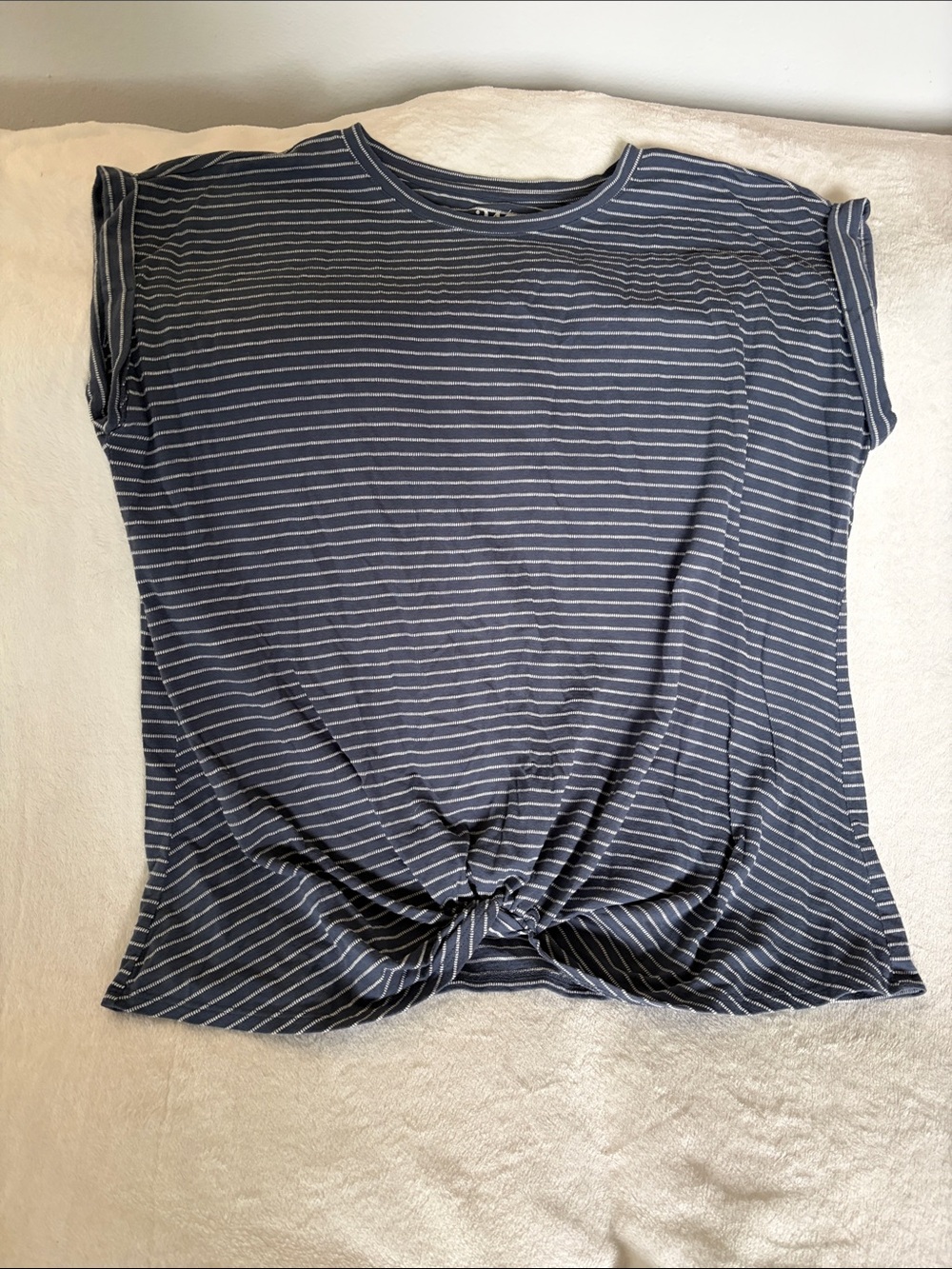 Women's Navy Striped Knot Front Top